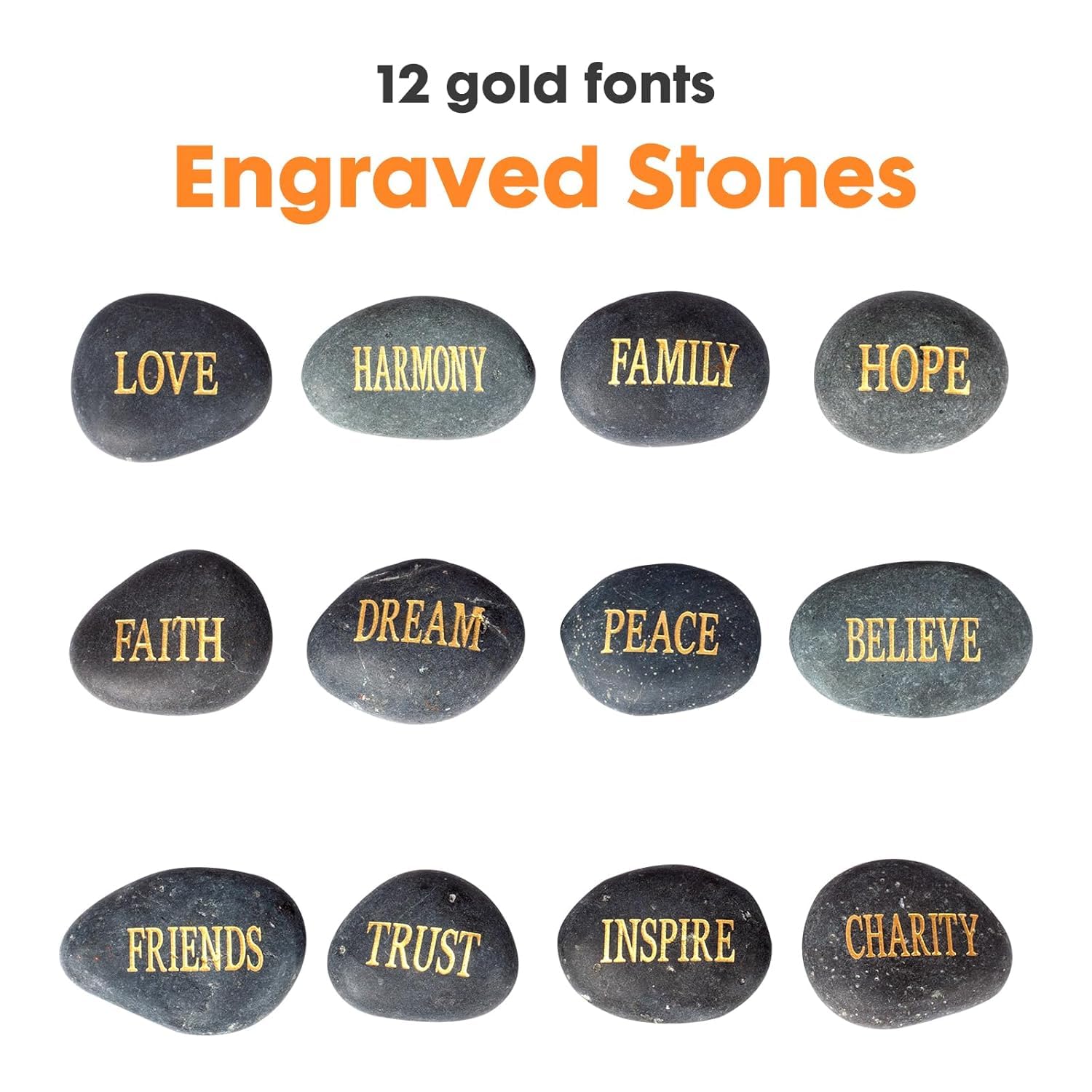 DIY Rocks 12pcs Engraved Stones for Home Decor