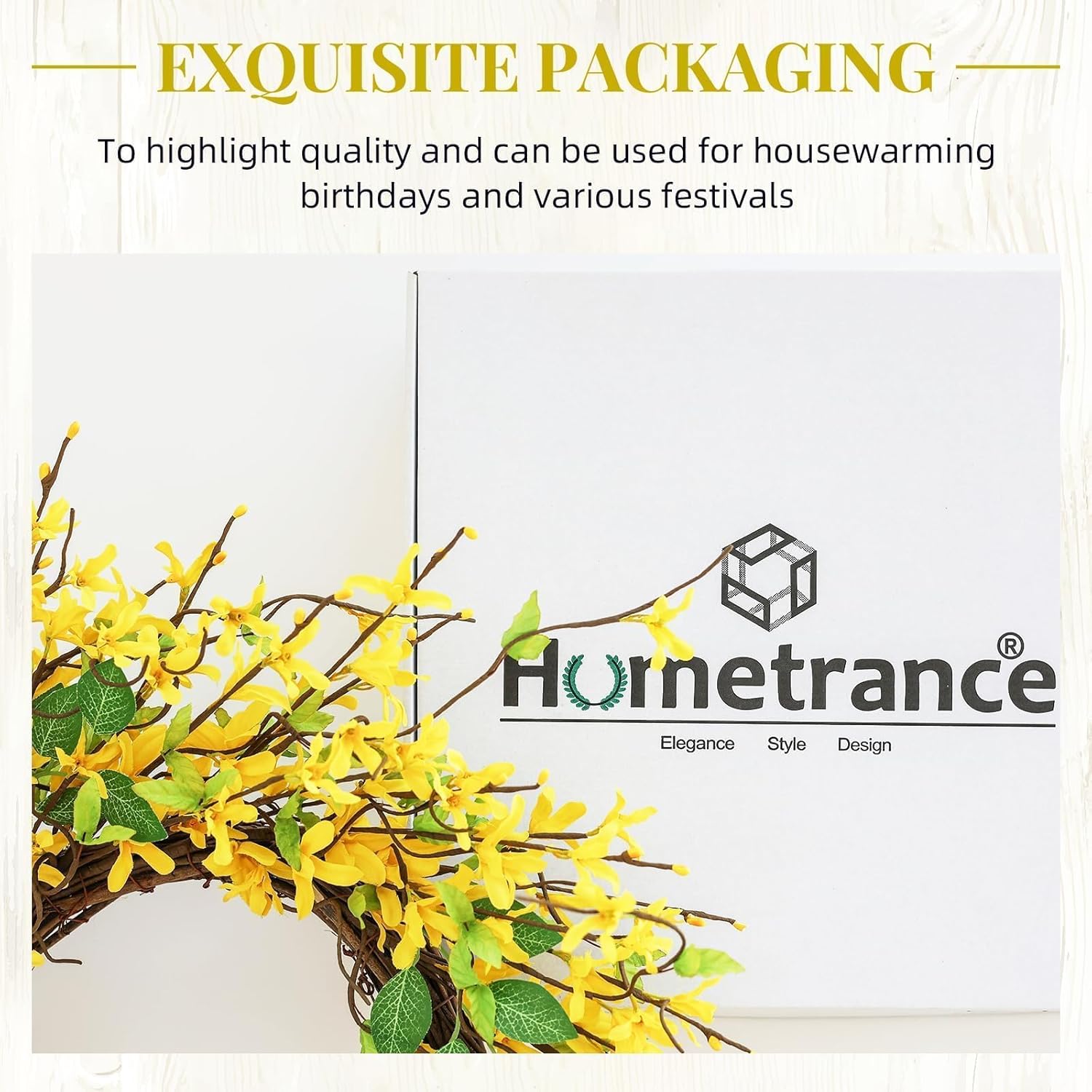 Hometrance 20 Inch Spring Wreath with Yellow Forsythia