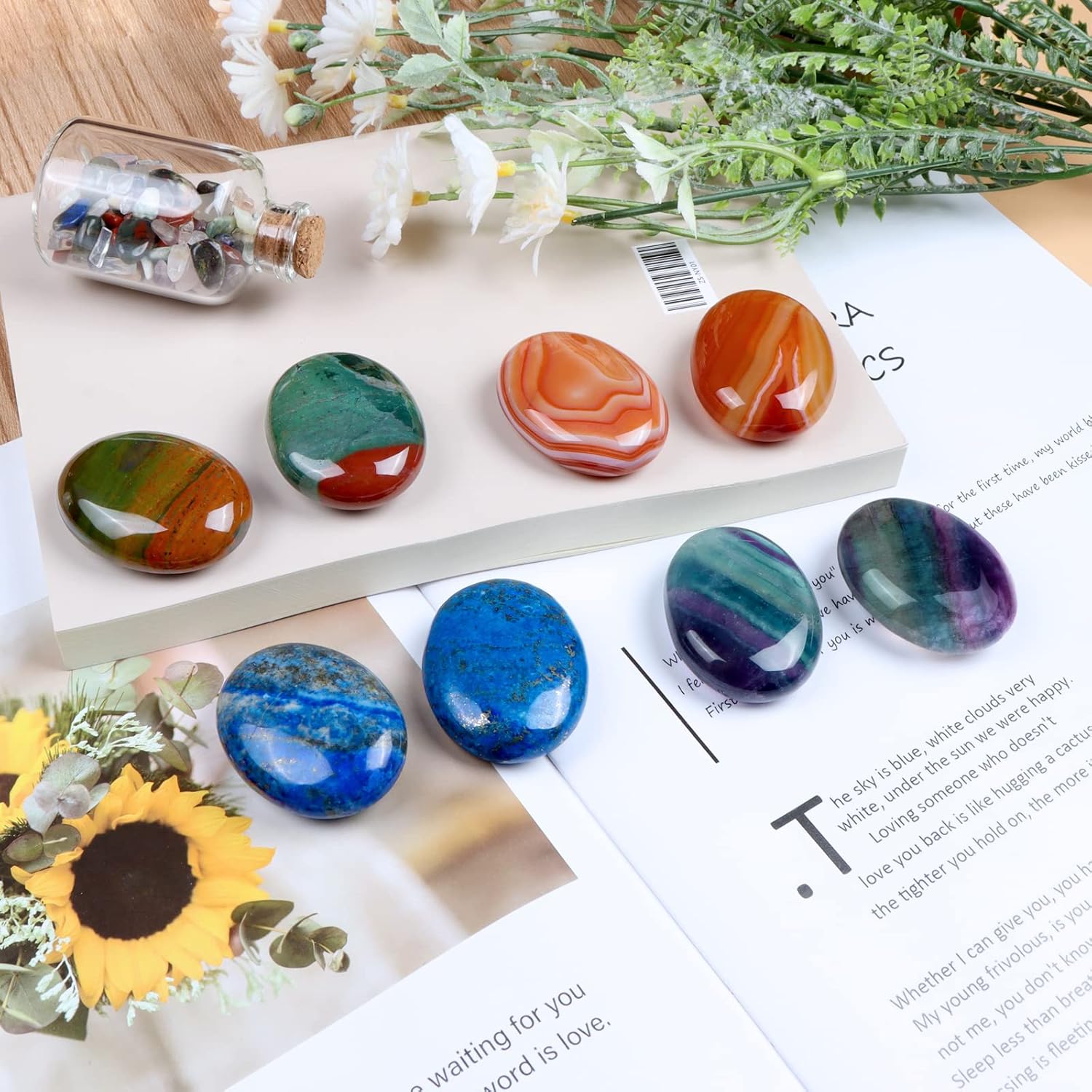 Chakra Worry Stones for Anxiety Lapis Lazuli Pocket Stones 2PCS