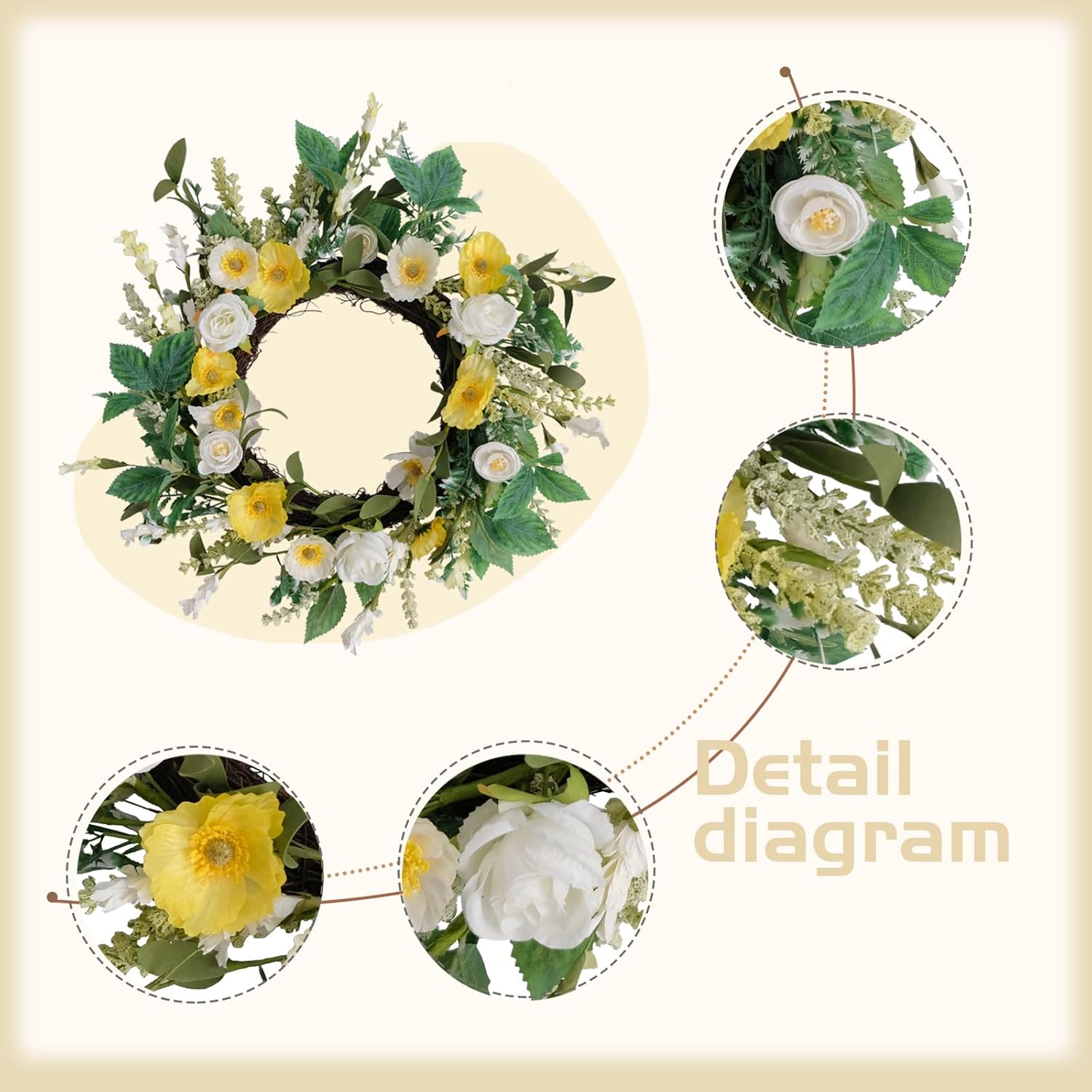 Floribus Summer Wreath Front Door Decor 18