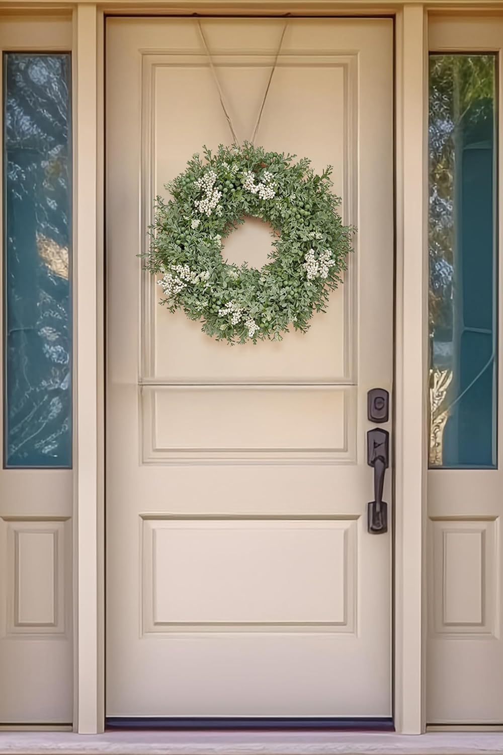 Realistic Artificial Eucalyptus Wreath for Front Door