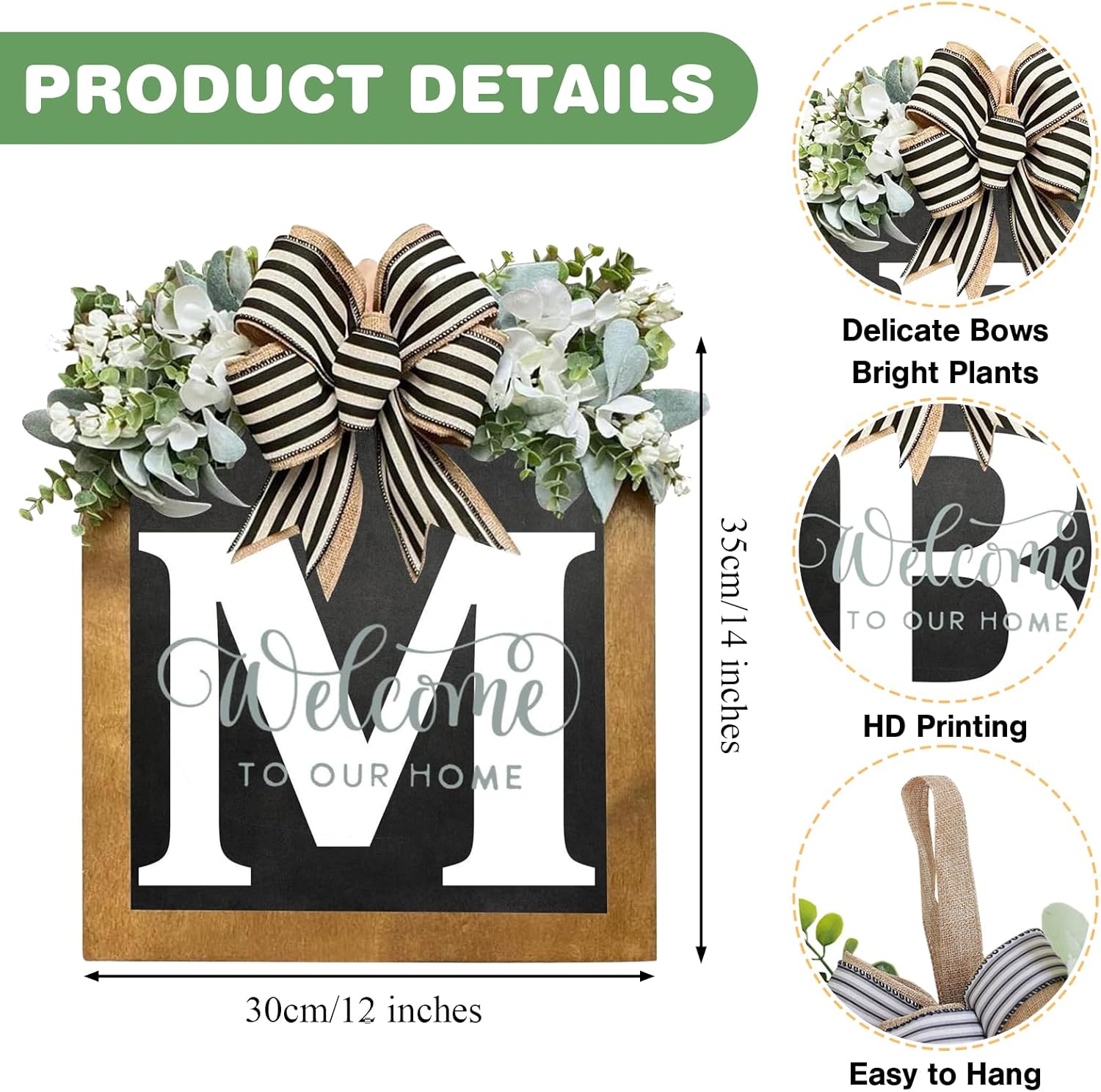 Foomegik 2025 Welcome Wreath for Front Door 14x12