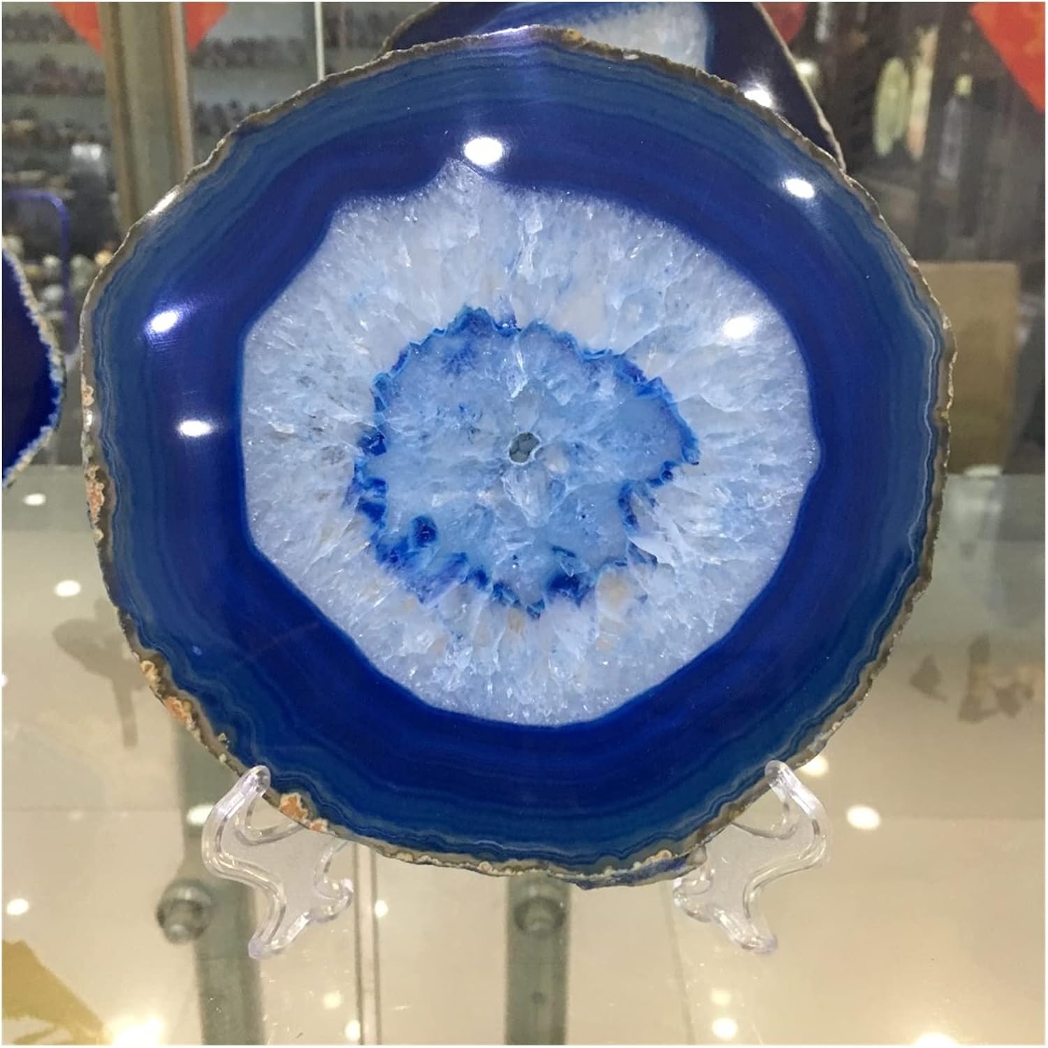 150mm Blue Agate Slice for Indoor Fountain Decoration