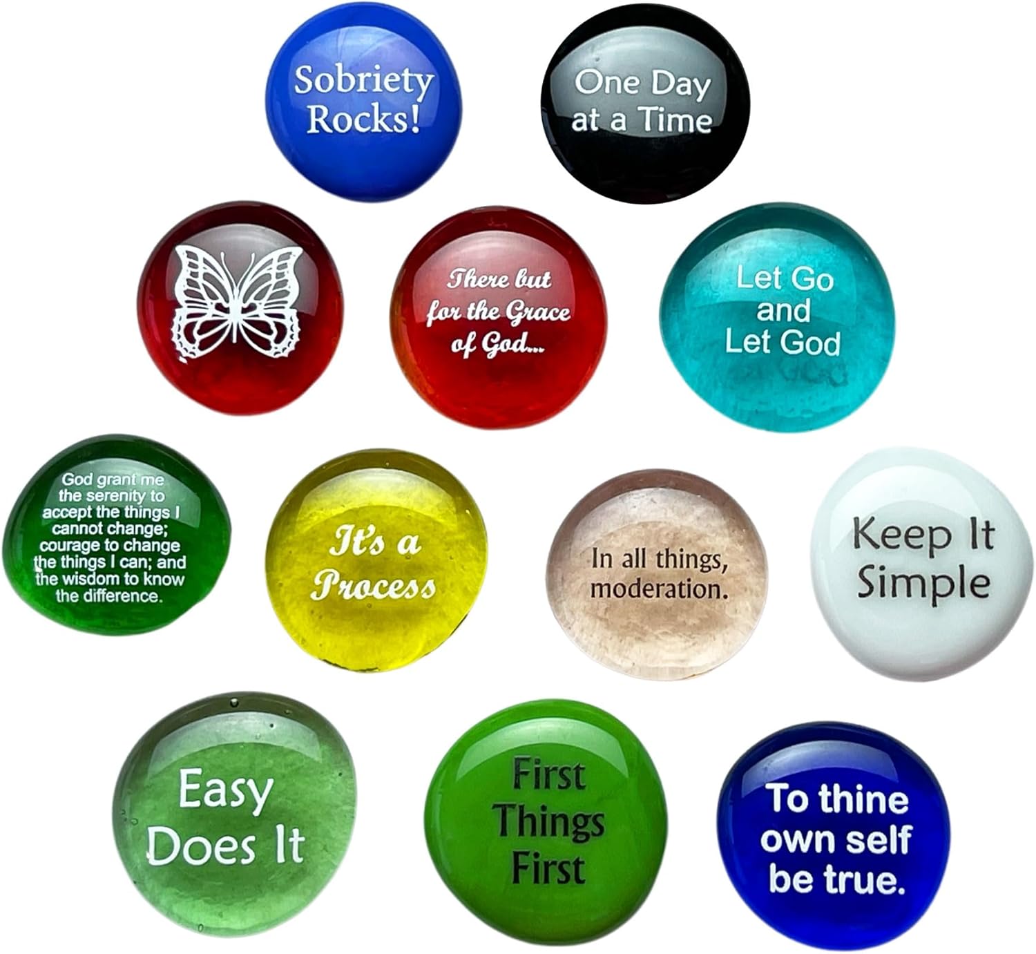 Lifeforce Glass Recovery Stones 12 Step Variety Pack