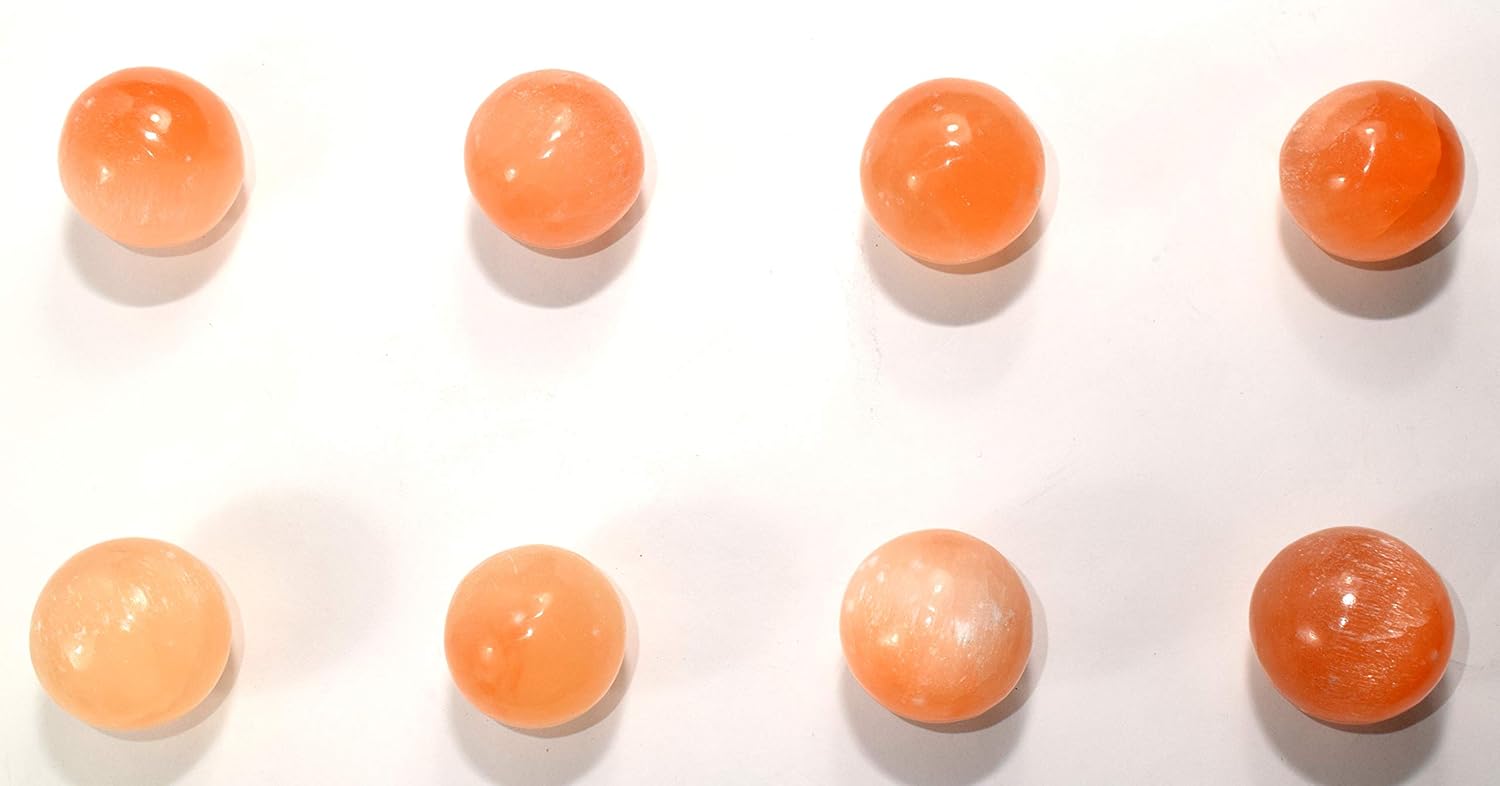 HQRP 40mm Orange Selenite Sphere Decor Stone