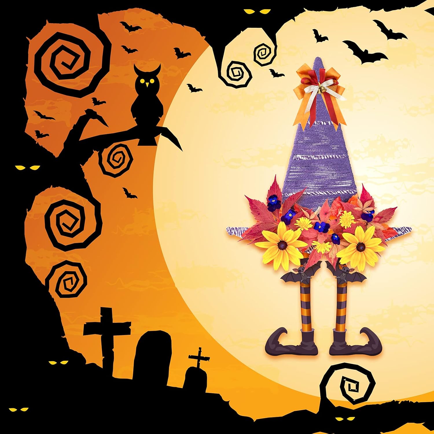 Hotop Witch Hat Shaped Metal Wreath Frame - 2 Pieces