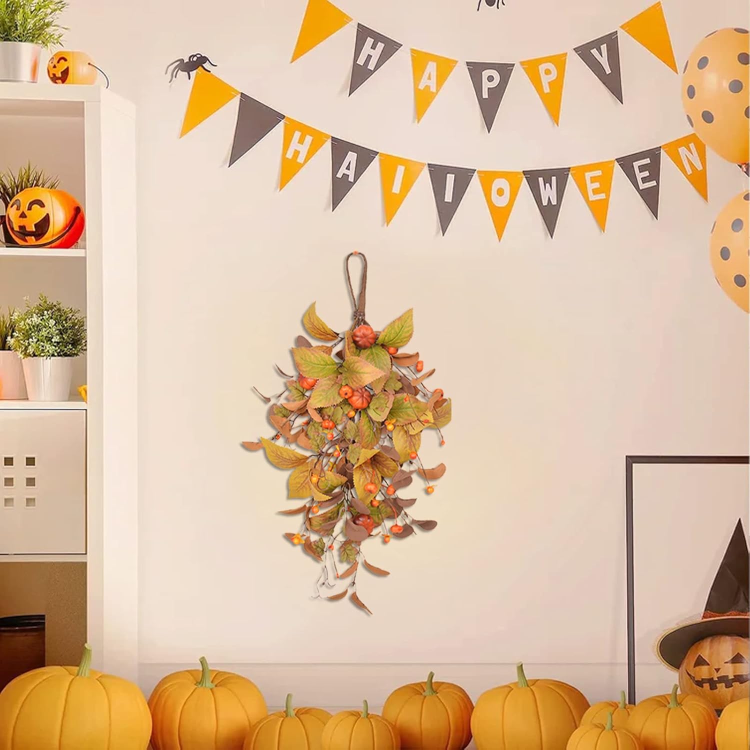 BEIJIALY Artificial Fall Wreath 175 Inch Autumn Decor