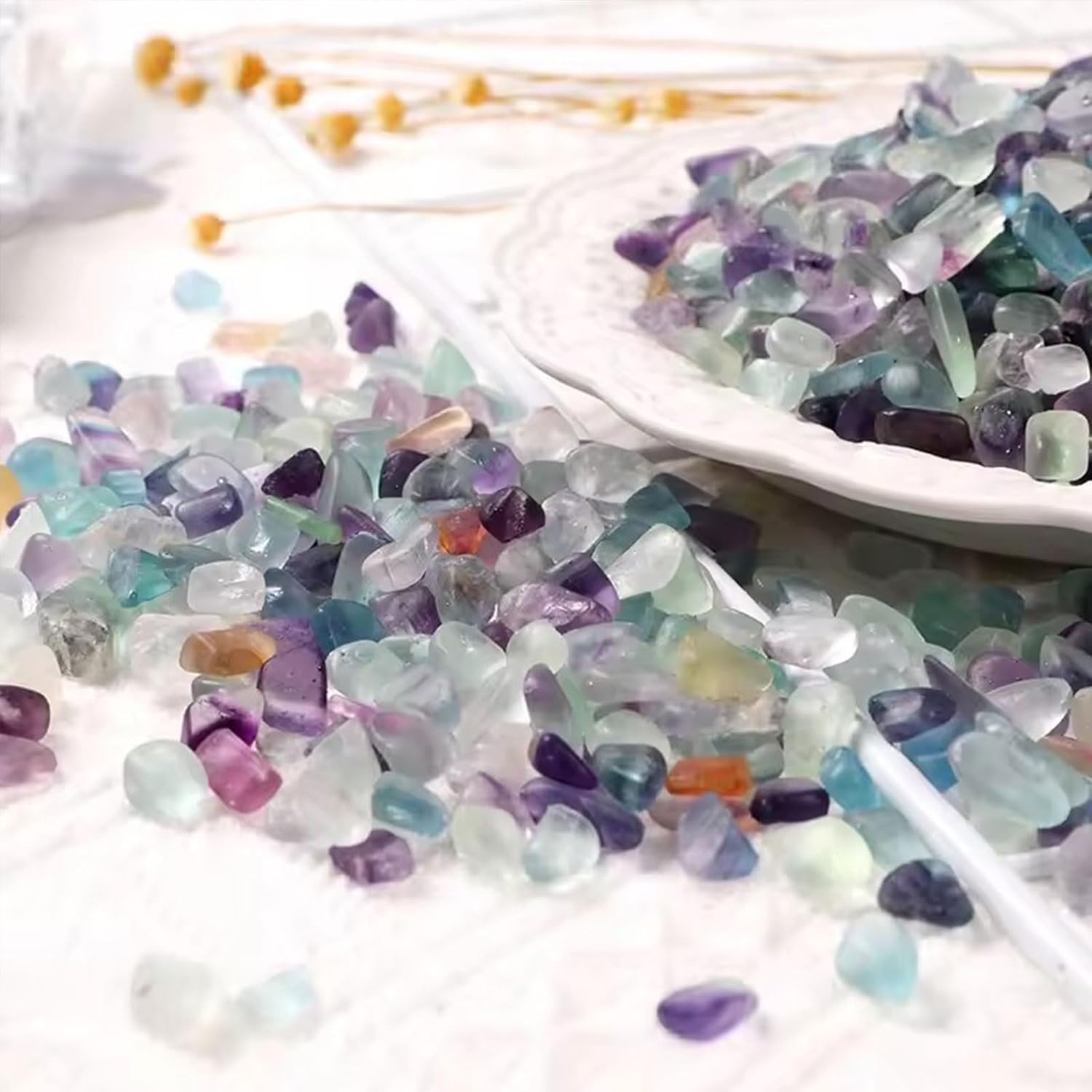 Rainbow Fluorite Tumbled Chips Healing Stones 22lb