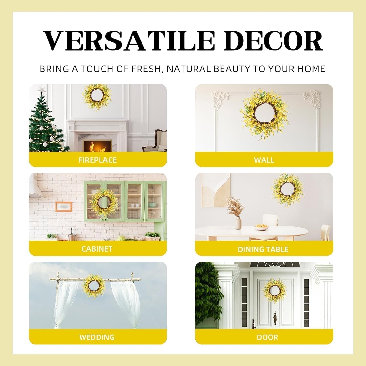 Hometrance 20 Inch Spring Wreath with Yellow Forsythia