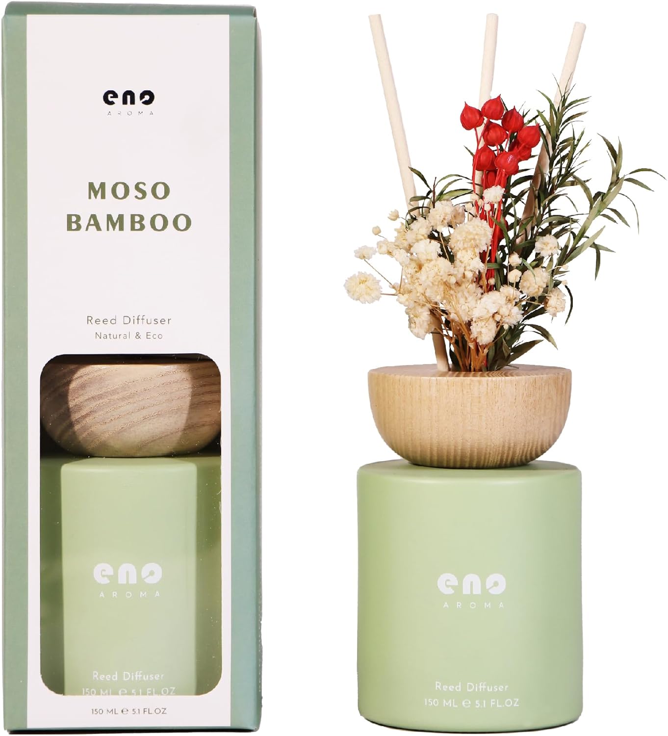 SOXCOMFY Reed Diffuser Set with Dried Flowers 1