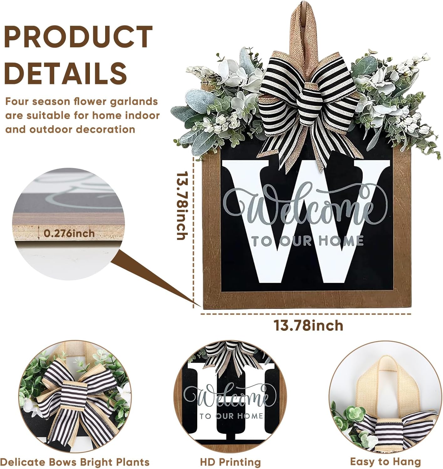 Ultra Large 14 Inch Front Door Wreath with Welcome Sign
