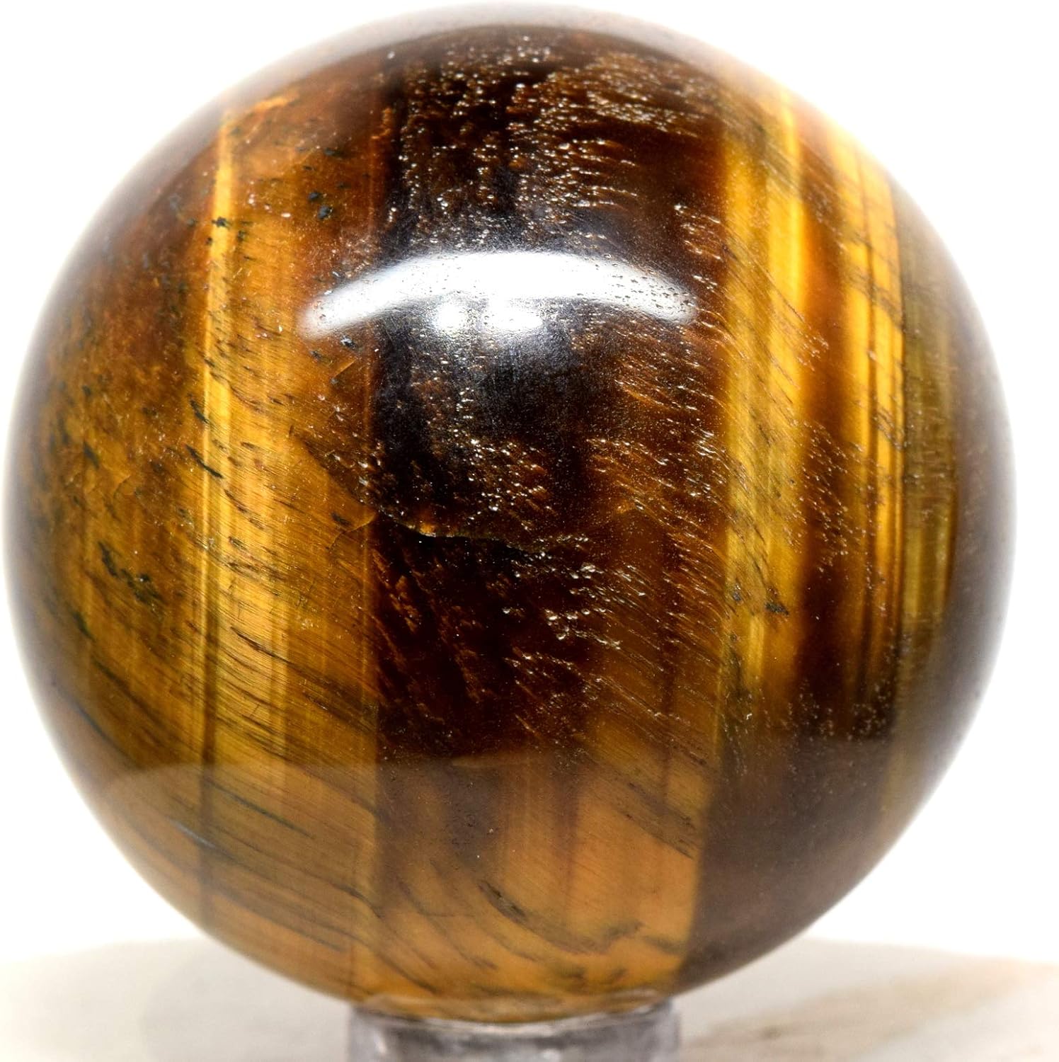 48mm Golden Tiger Eye Sphere with Stand - Natural Crystal Collectible