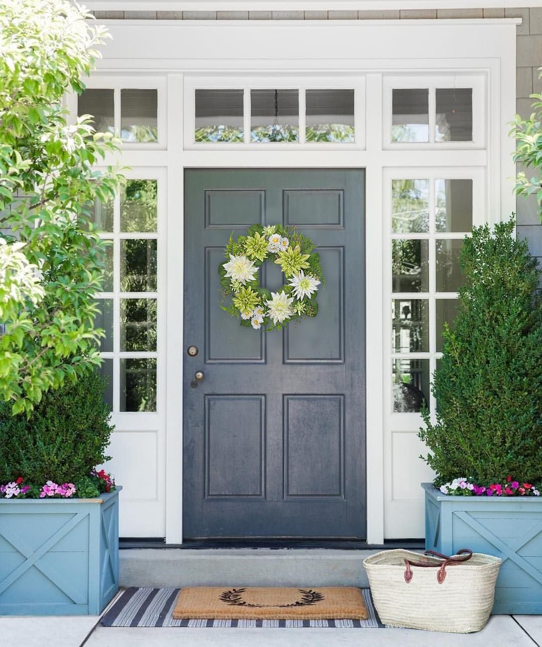 Briful 20 Inch Artificial Dahlia Wreath for Front Door