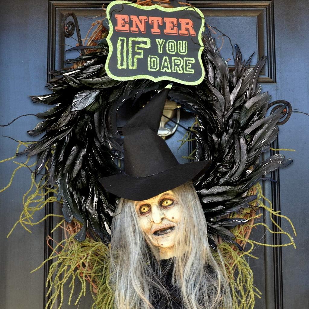 MOVINPE Black Feather Wreath - Halloween Decor