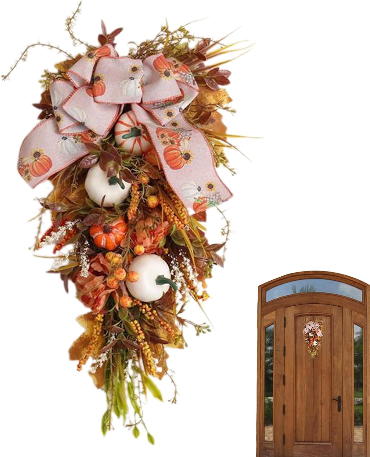 Fall Floral Teardrop Swag - Halloween Decor