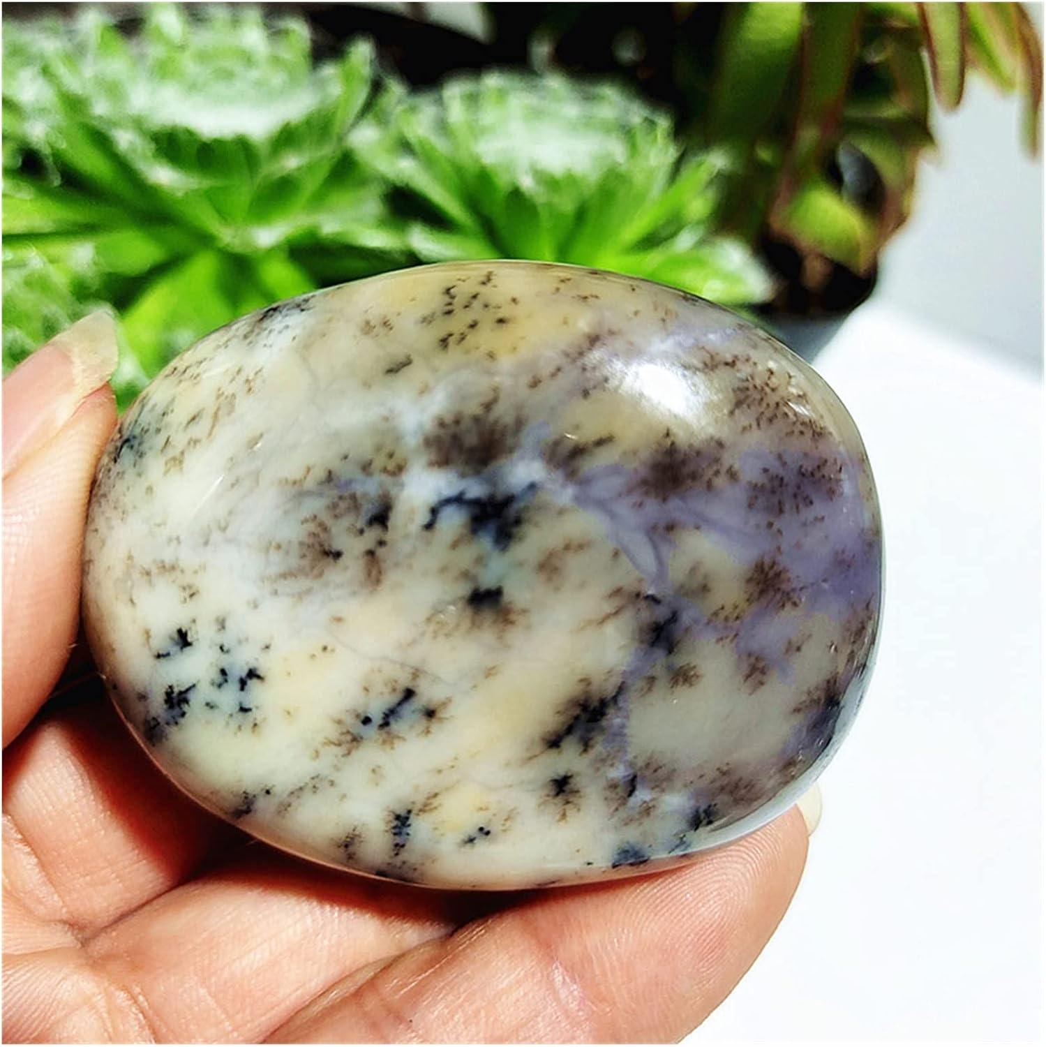 FIDEMM Natural Dendritic Opal Stones for Feng Shui and Healing