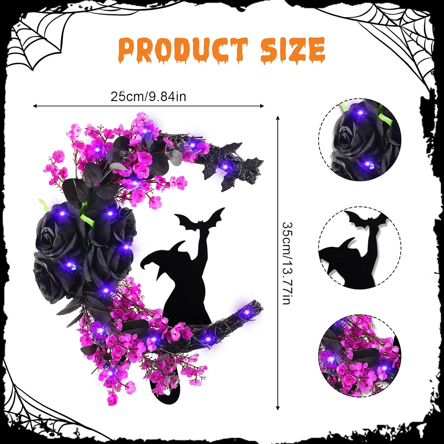Black Cat Halloween Wreath Front Door Decor