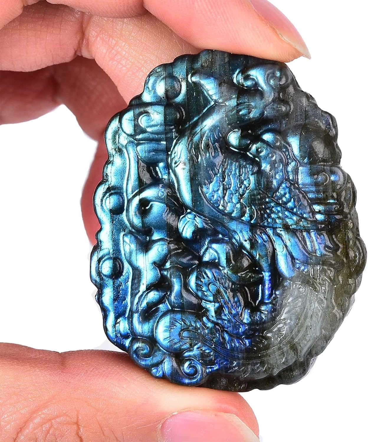 AMOYSTONE Labradorite Healing Palm Stone for Jewelry and Meditation