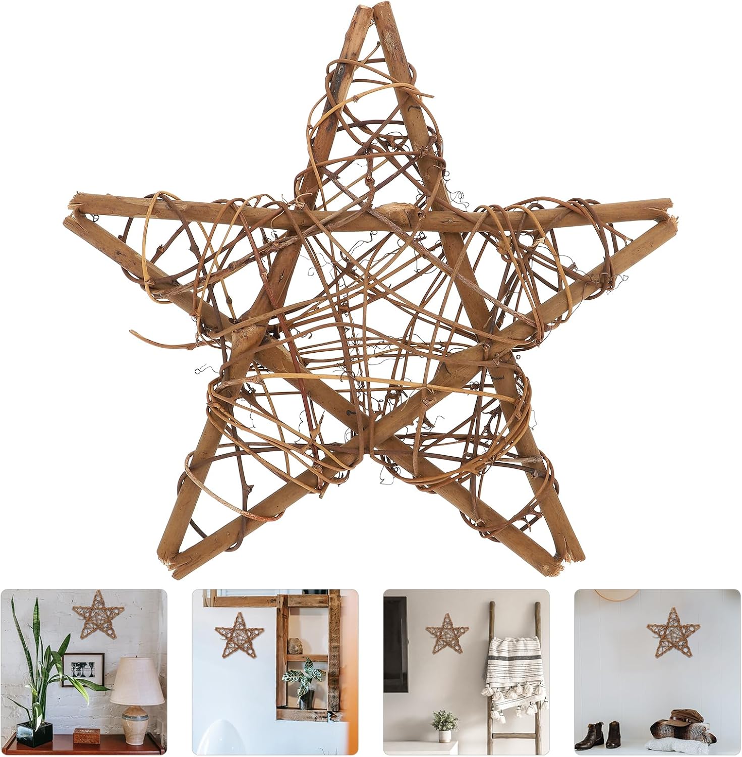 Artibetter Rattan Star Wreath DIY Crafts Base Hanging Wall Decor