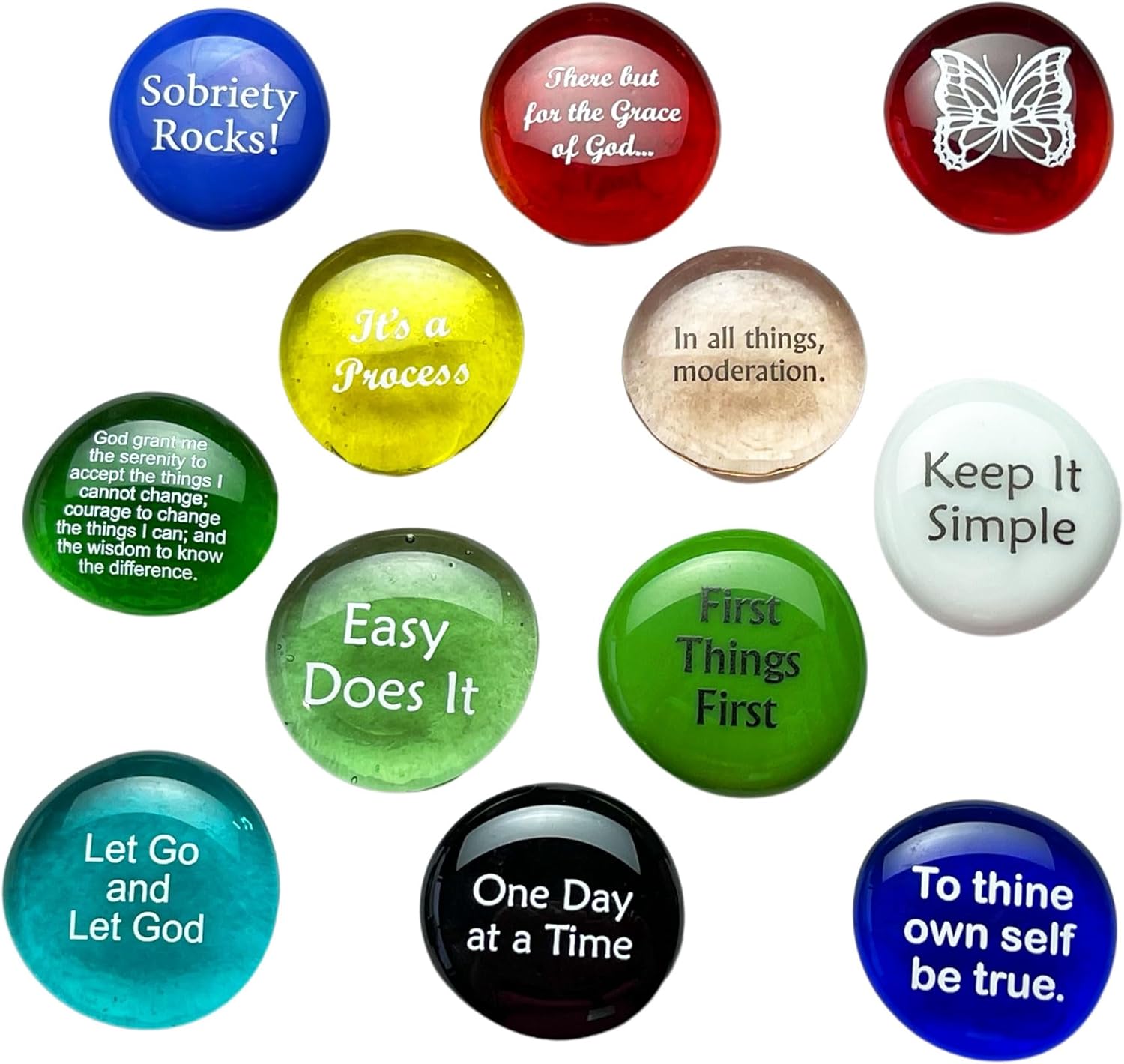 Lifeforce Glass Recovery Stones 12 Step Variety Pack