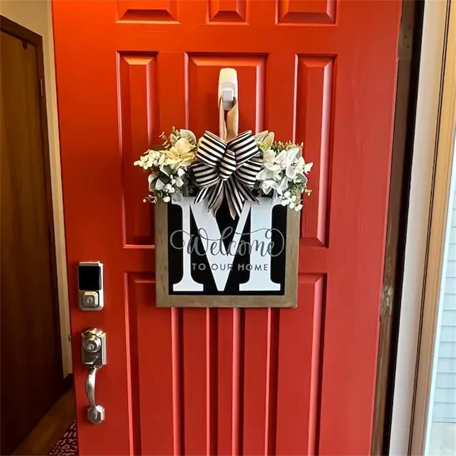 16 Inch Personalized M Letter Wooden Welcome Sign
