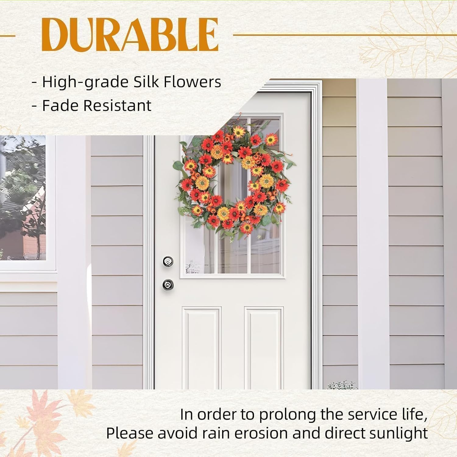 Hometrance 22 Inch Autumn Wreath for Front Door