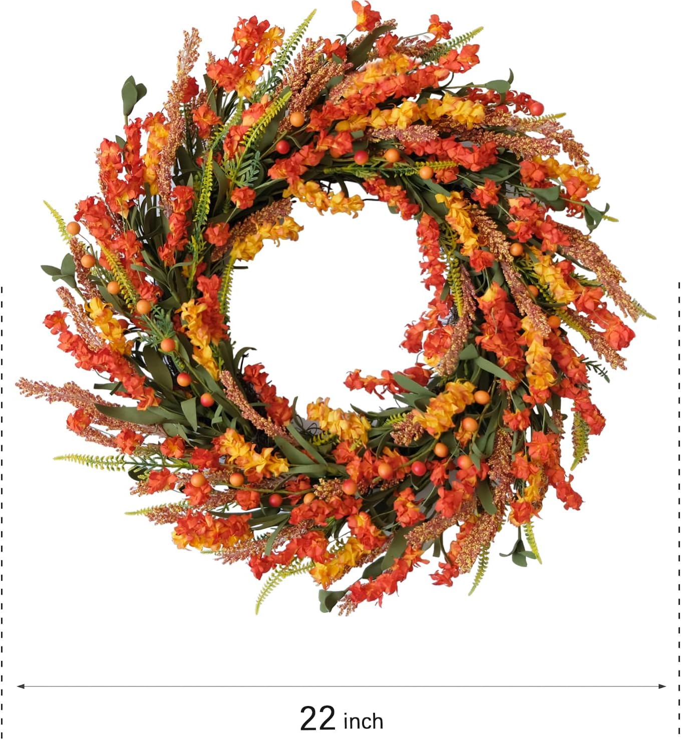 22 Inch Fall Wreath with Forsythia Flowers and Berries