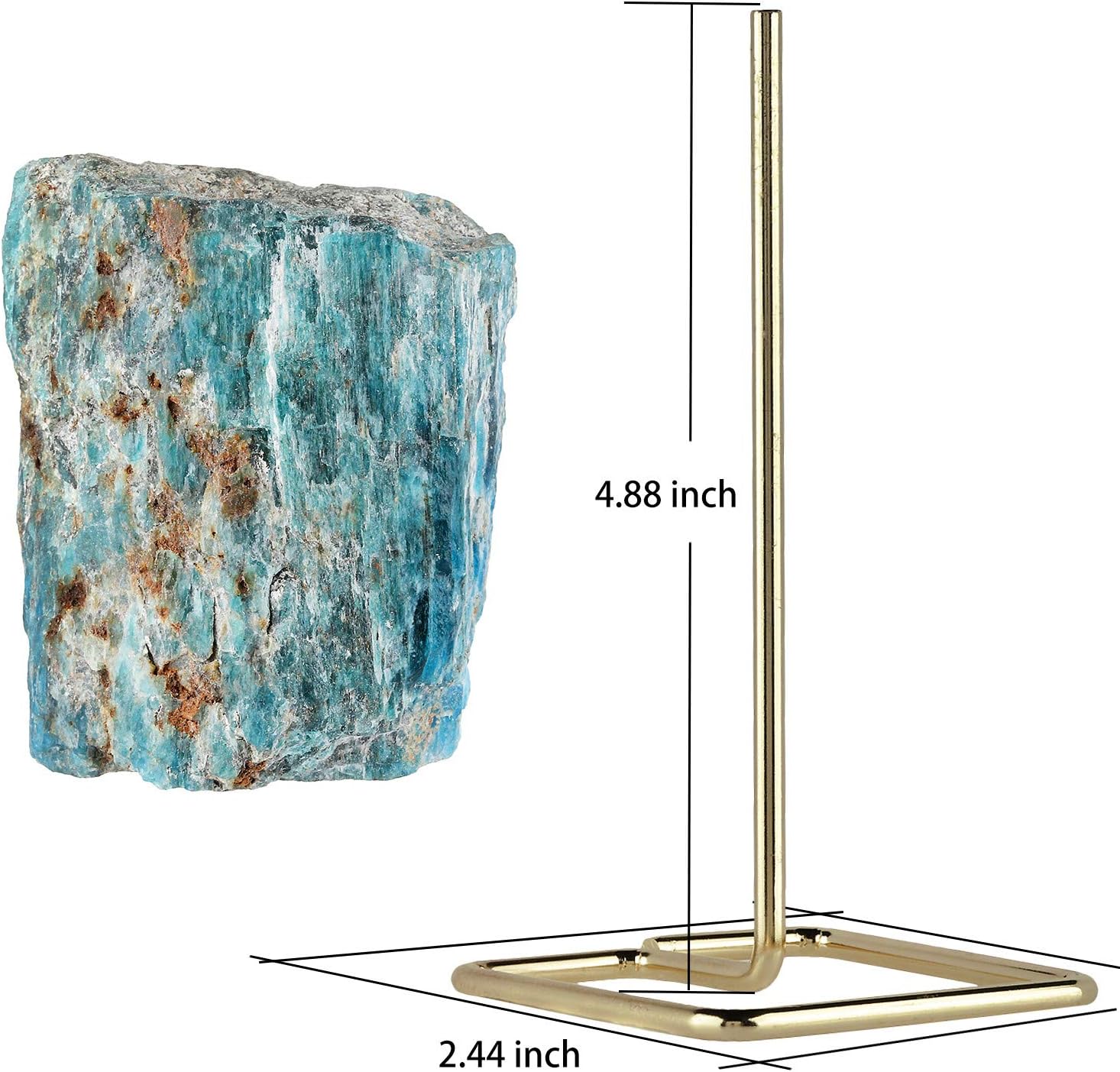Natural Blue Apatite Raw Stone with Stainless Stand Decor Display