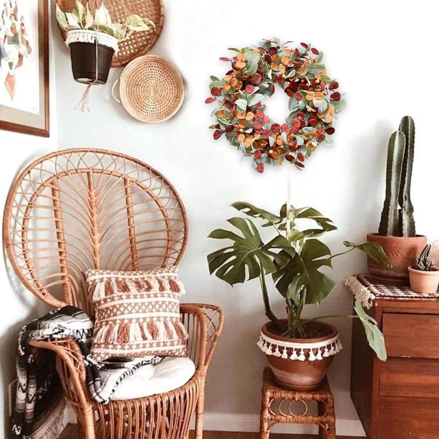 CIR OASES Artificial Fall Wreath for Front Door