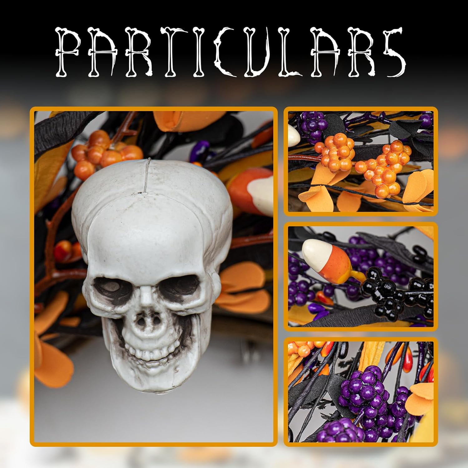 Spooky Halloween Wreath with Skulls and Berries