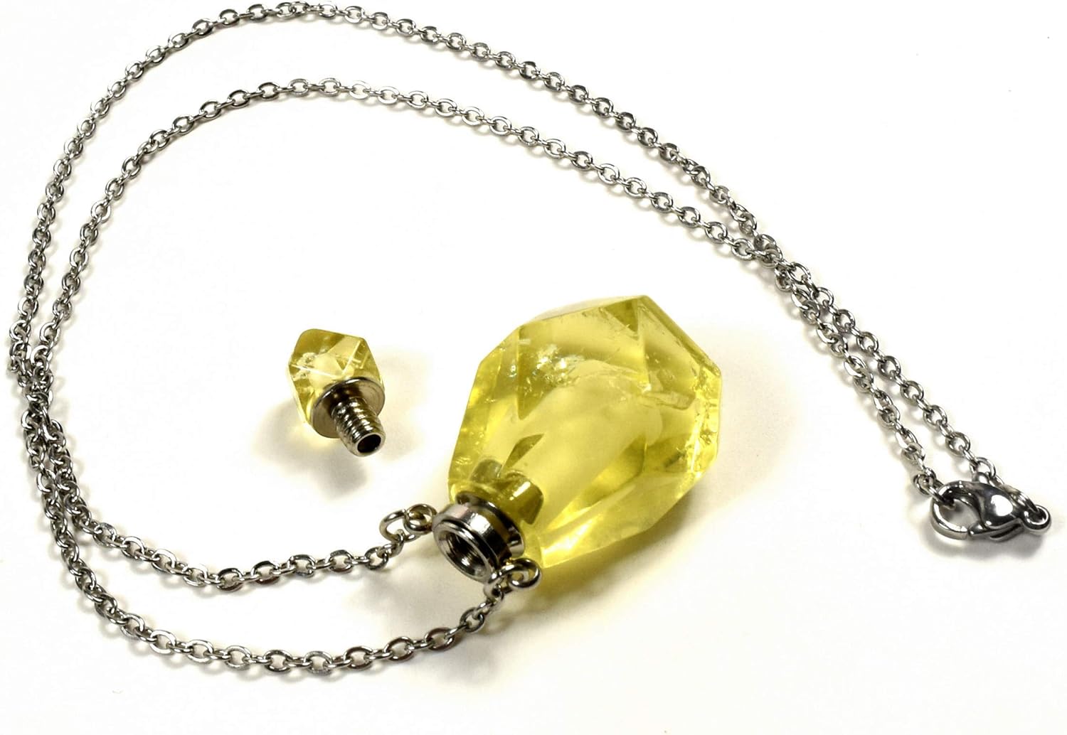 33mm Golden Citrine Mini Perfume Carved Bottle with Chain