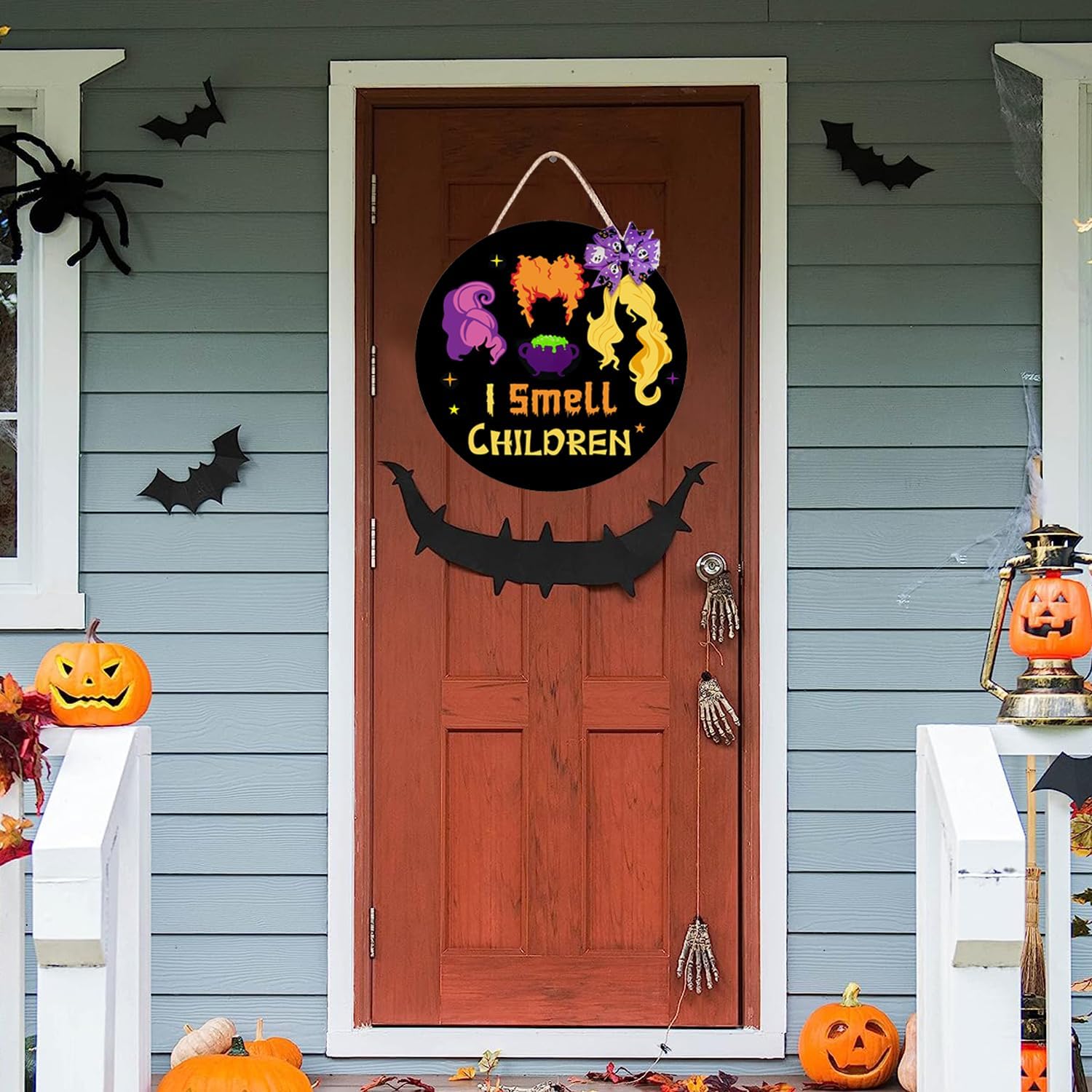 Halloween Wreath Hocus Pocus Door Sign Wooden Bow Decor