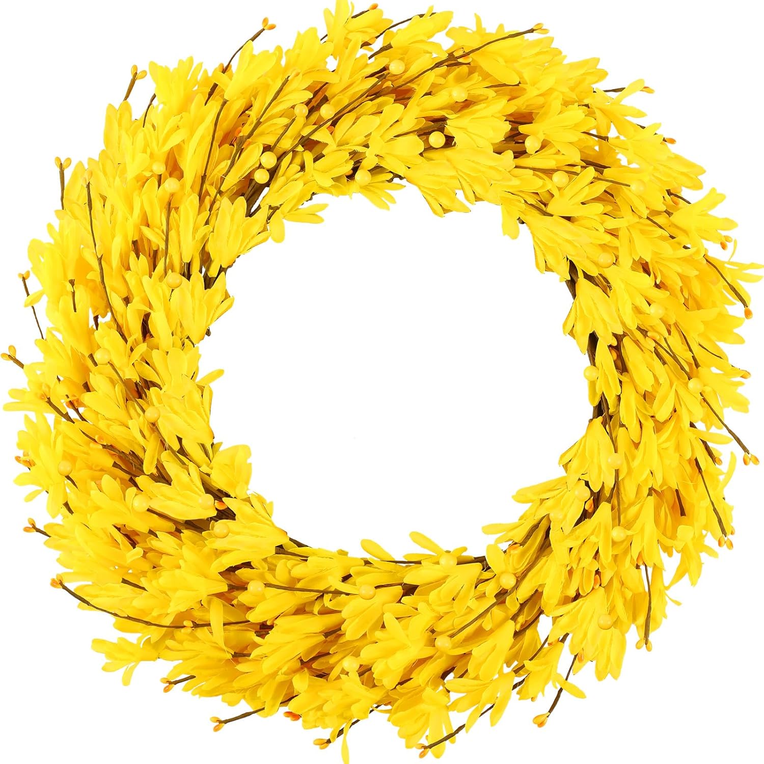 20 Inch Artificial Forsythia Wreath Yellow