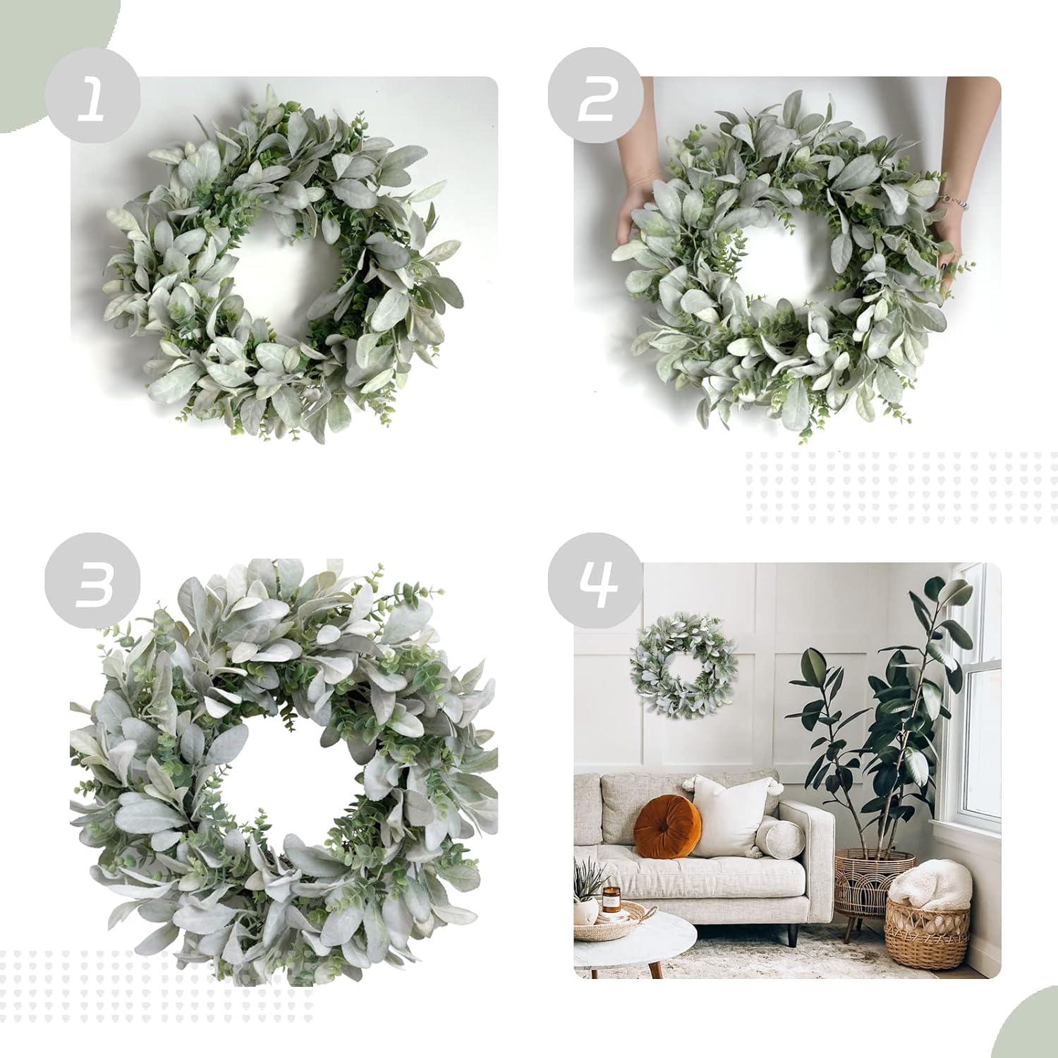 TEMPUS 18 Inch Boxwood Wreath for Front Door