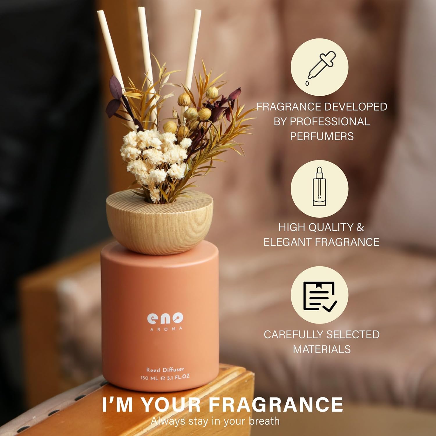 SOXCOMFY Reed Diffuser Set with Dried Flowers