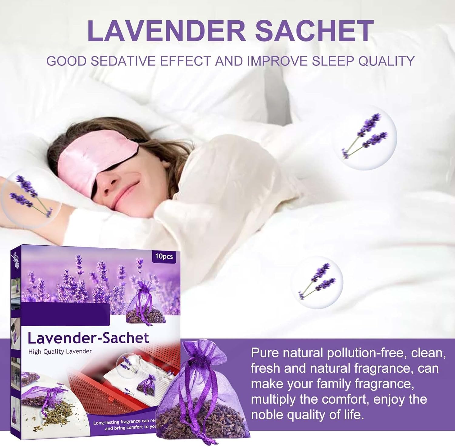 HELLORSO 10 Pack Lavender Sachet Bags for Closets and Drawers