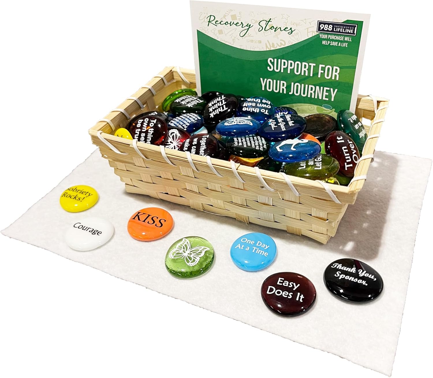 Lifeforce Glass Stones Recovery Sobriety Affirmation Assortment 1