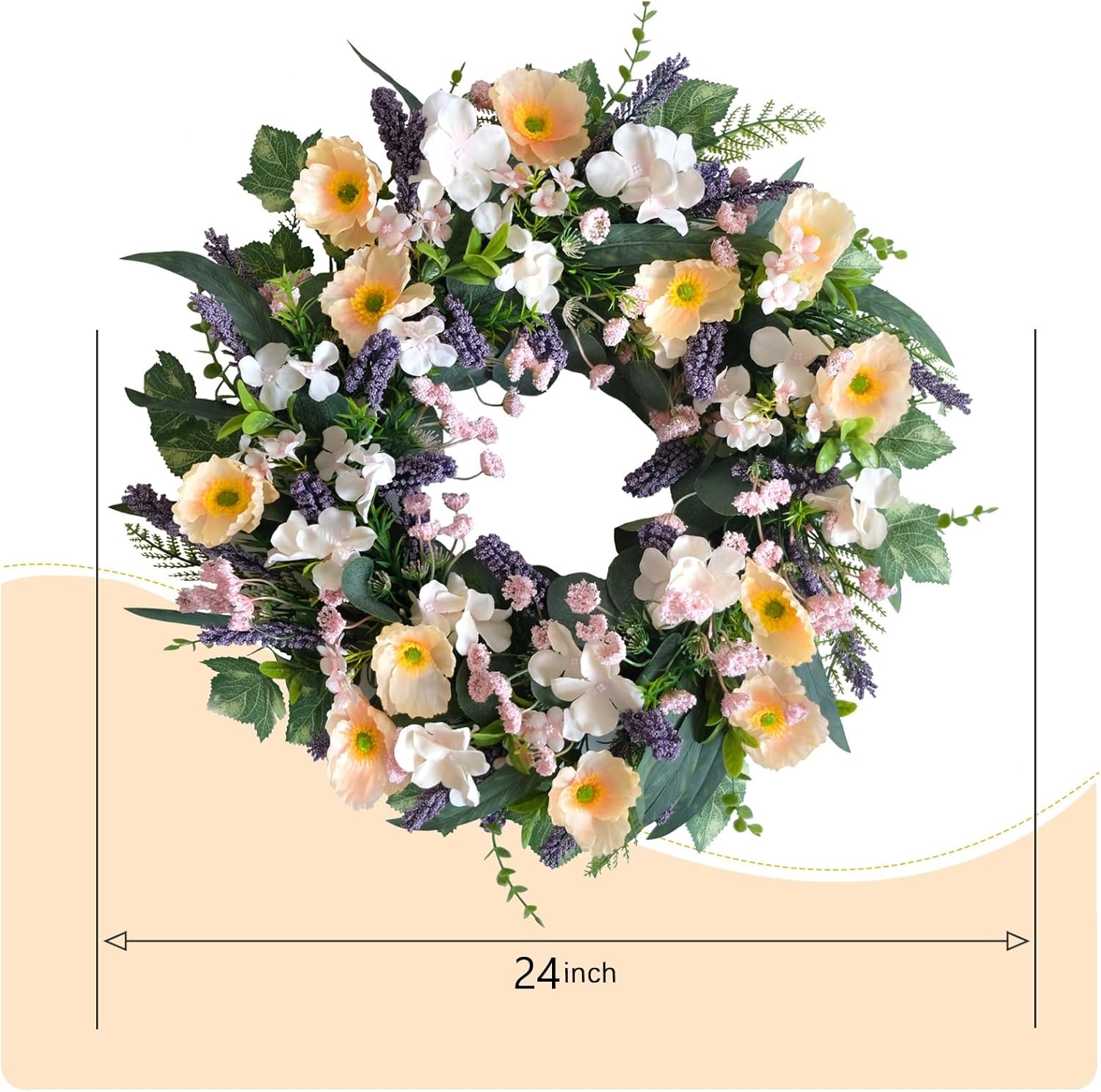 Vivimemo 24-inch Spring Wreath for Home Decor