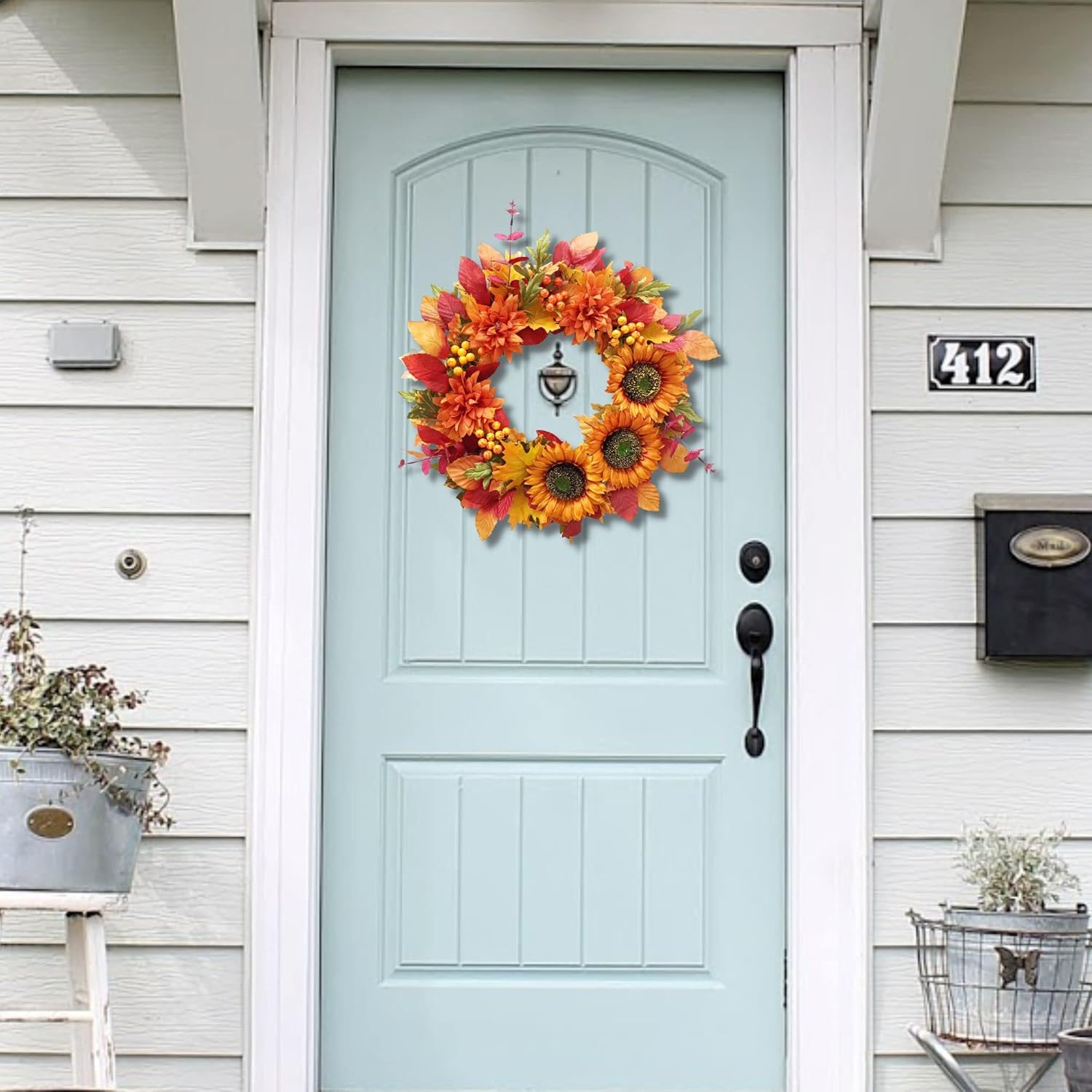20 Inch Sunflower Wreath Fall Door Decor