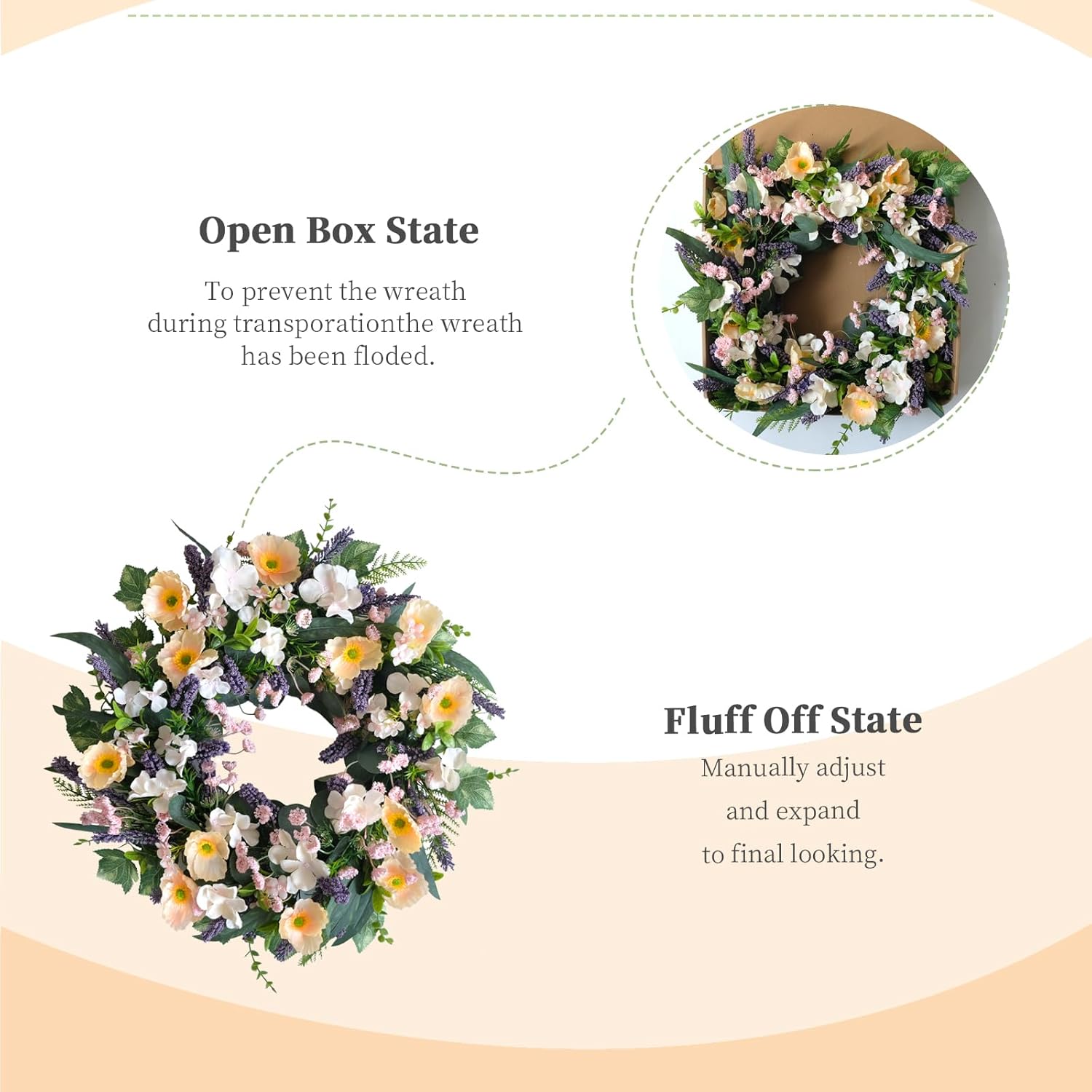 Vivimemo 24-inch Spring Wreath for Home Decor