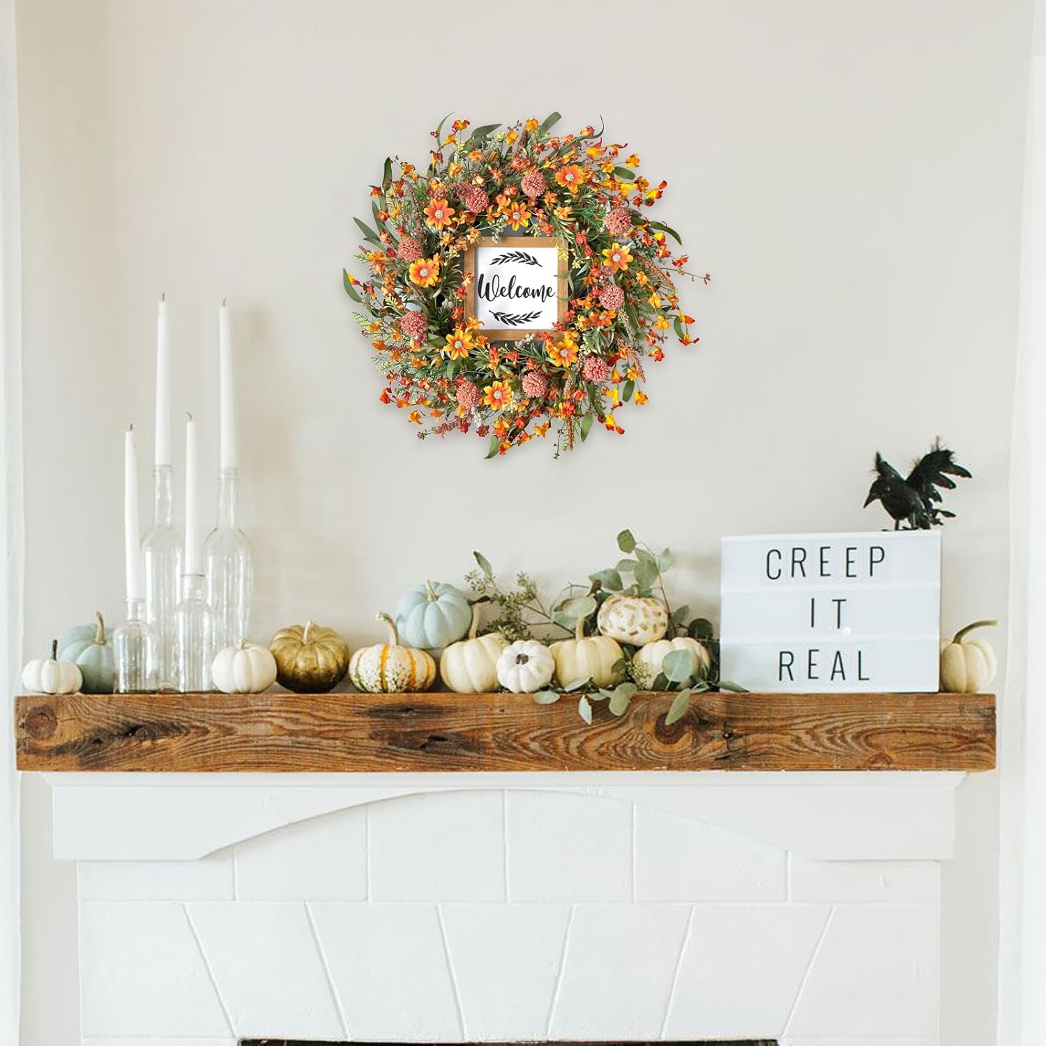 idyllic Summer Wreath for Front Door Orange Decor