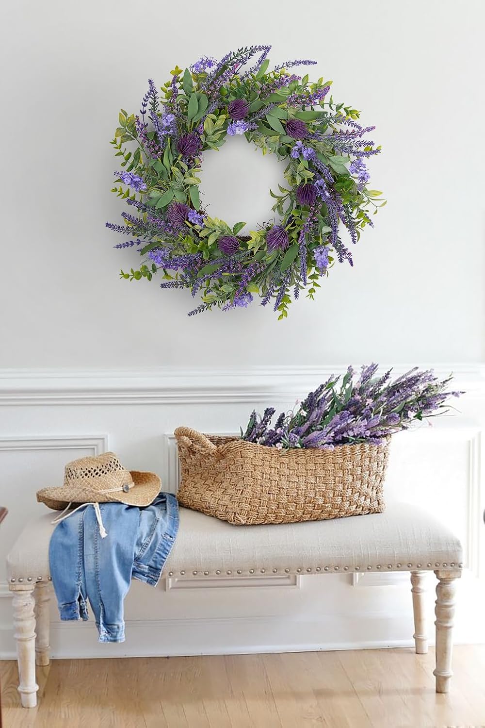 Lavender Wreath for Front Door Spring Summer Decor