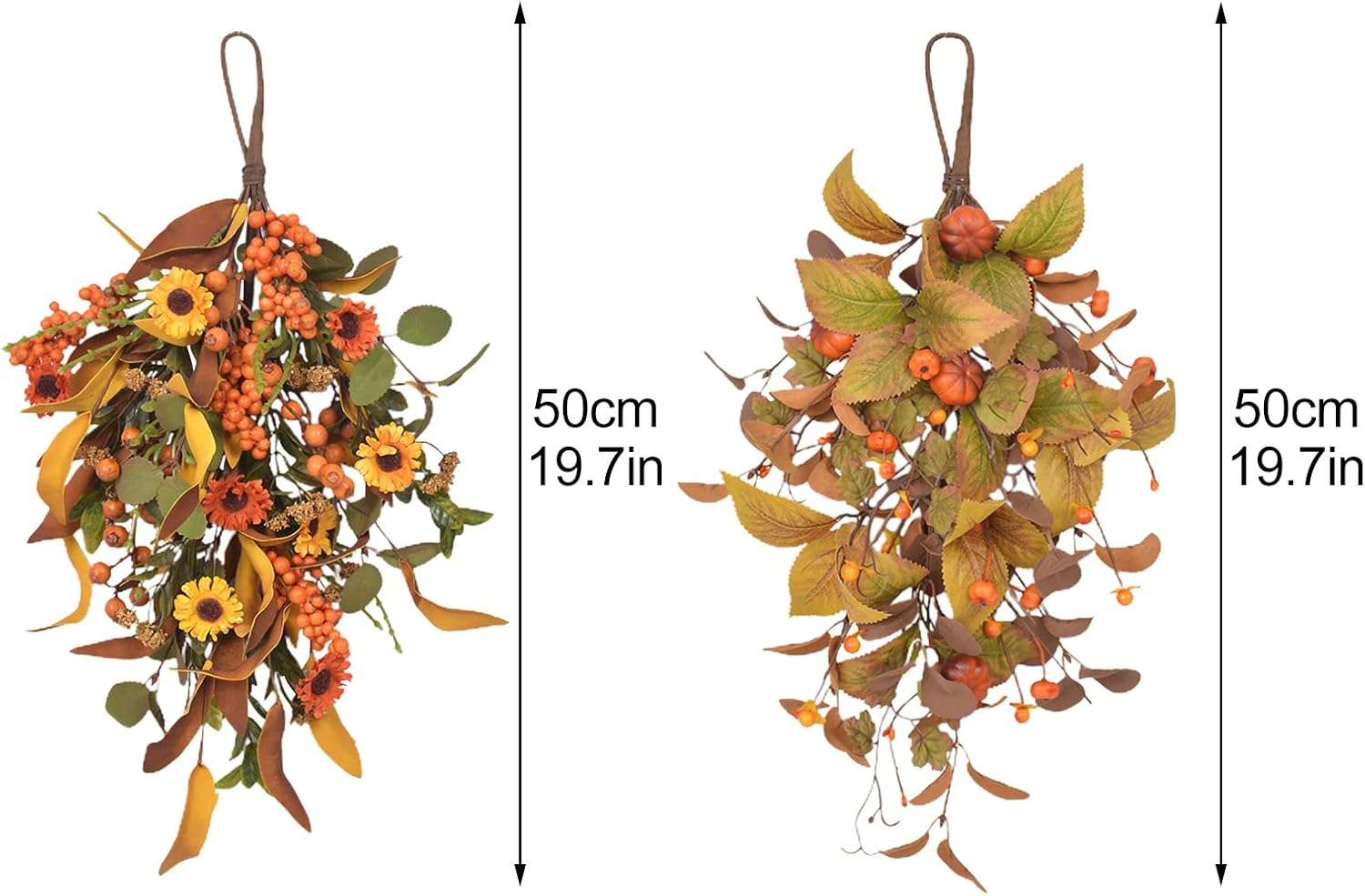 BEIJIALY Artificial Fall Wreath 175 Inch Autumn Decor