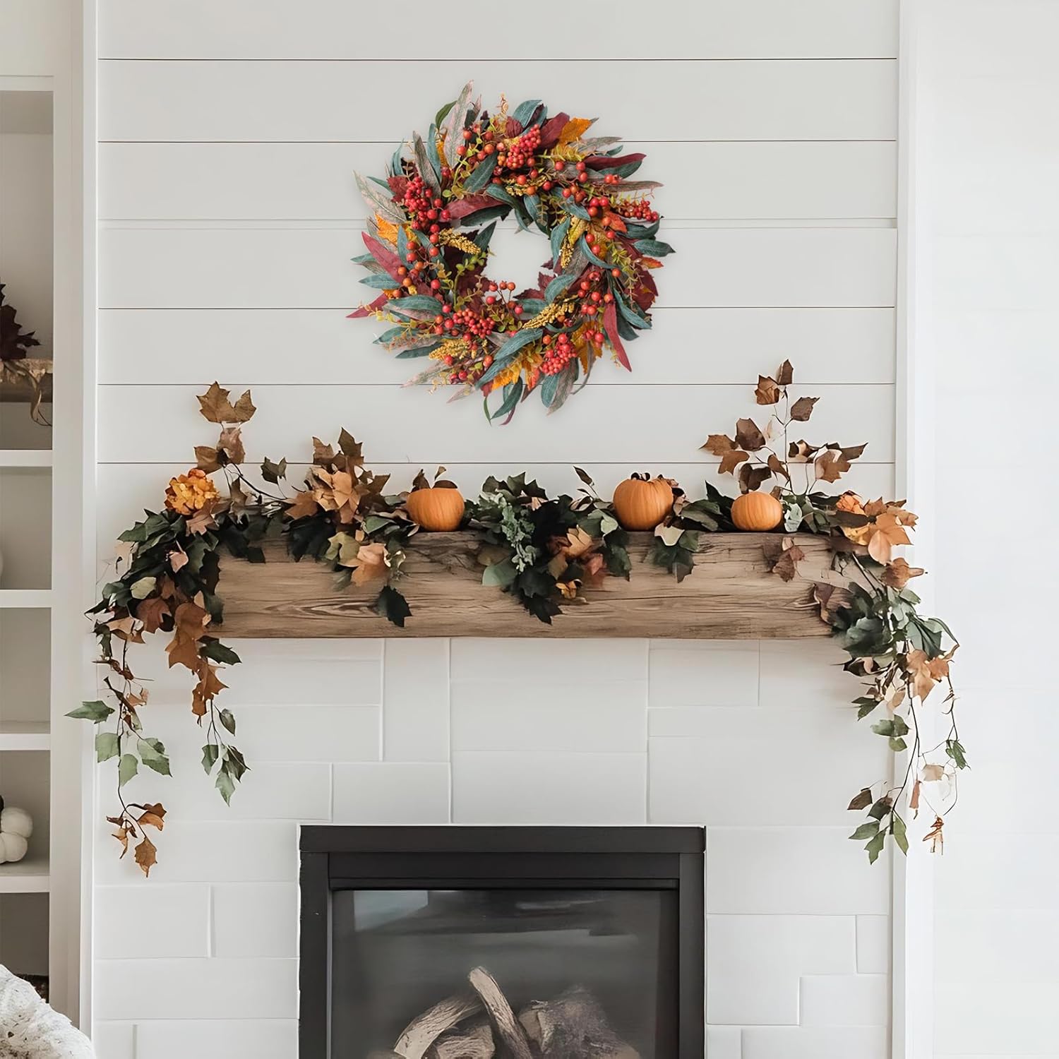 TEMPUS 22 Inch Fall Wreath Artificial Decor