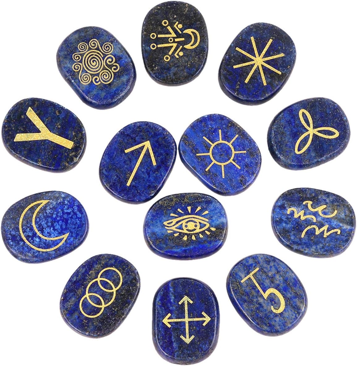 Lapis Lazuli Crystal Bundle with Witches Runes and Chakra Pyramid Stone