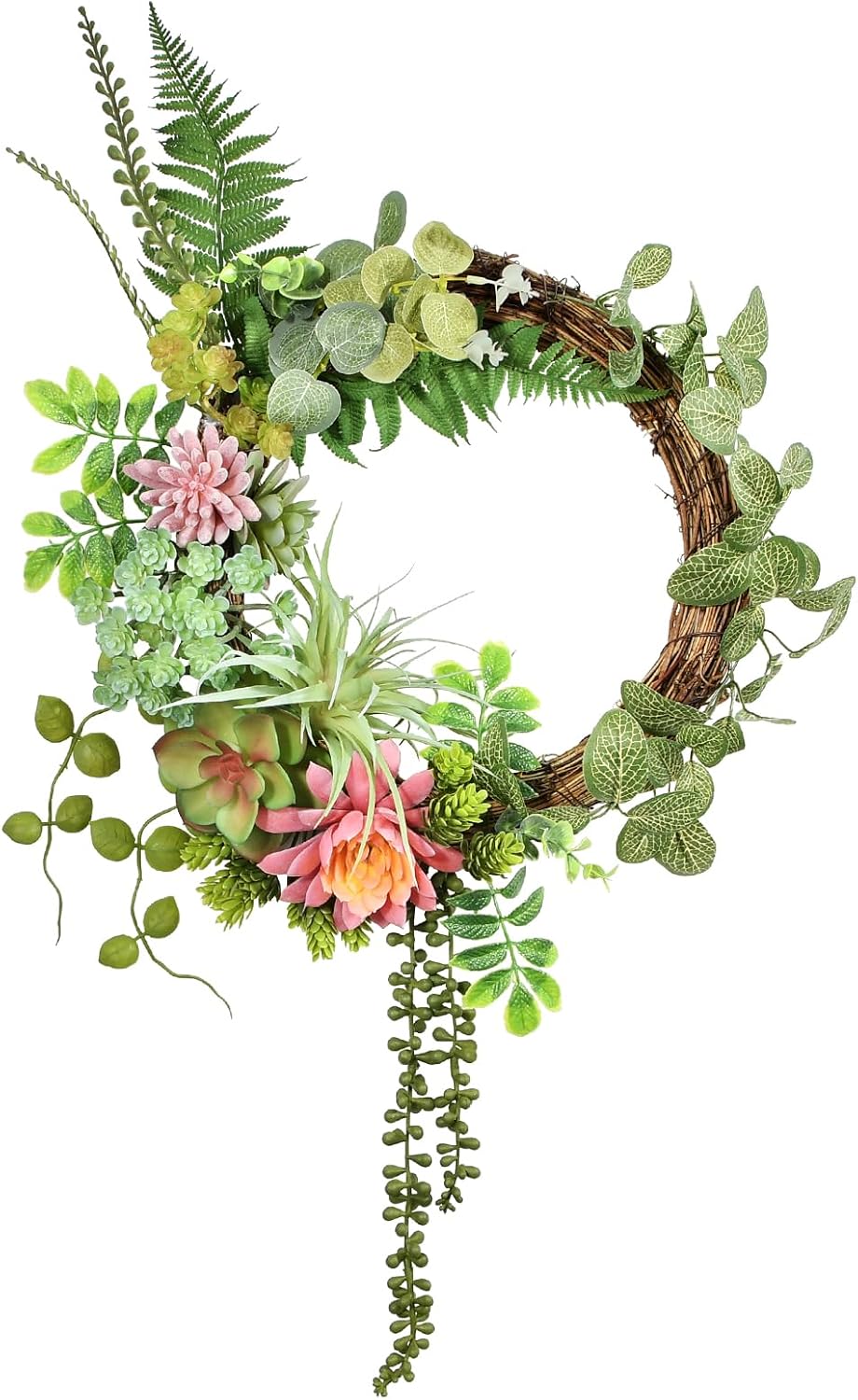 Beinhome 16 Inch Artificial Succulent Wreath