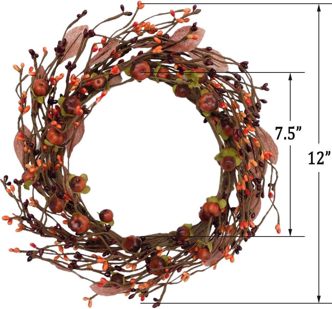 Idyllic Mini Pumpkin Berry Wreath Front Door 12 Inch 2 Pack