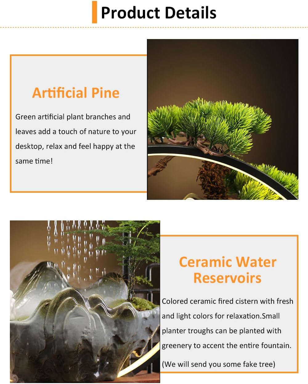 Elegant Crane Tabletop Water Fountain with LED Light and Mist