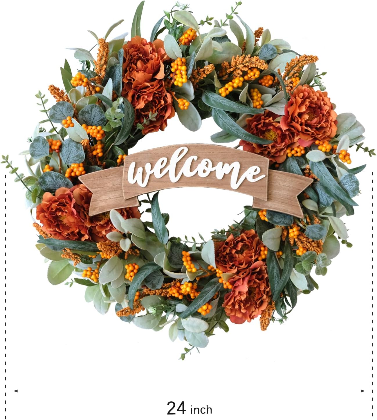 Fall Peony Eucalyptus Wreath for Front Door Decor