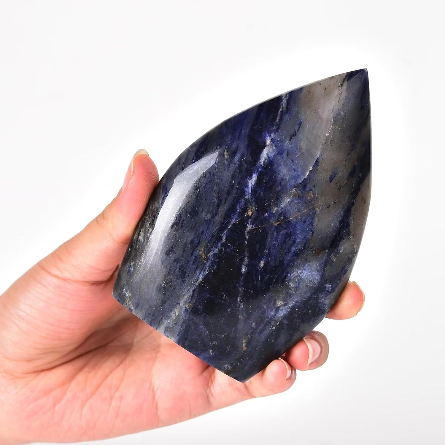 Blue Veins Stone Healing Crystal Drop Shaped Quartz Wand Tower